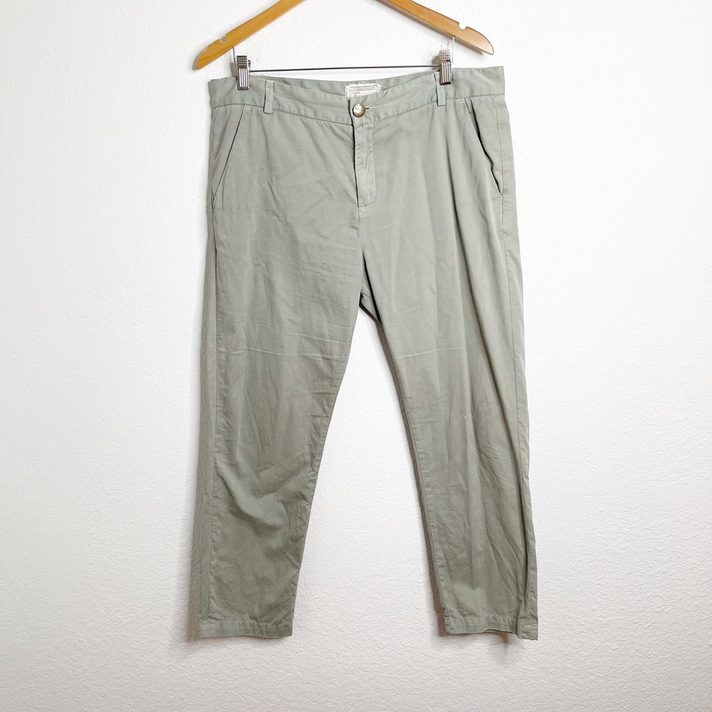 Current/Elliott The Fling Chino Pants Sage Green Gray Cotton Tapered Size 30 USA